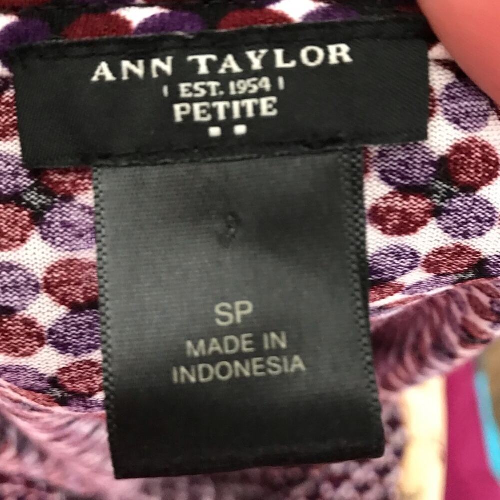 Ann Taylor Asymmetrical Neckline Top Size SP Career Office Polka Dot - Picture 5 of 6